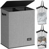 SOLEDI Double Laundry Hamper with Lid, 130L Clothes Hamper 2