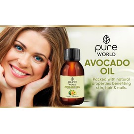 Pure World Natural Avocado Oil 100ml 100% Pure and Undiluted Cold Pressed Premium Quality Avocado Oil Skin, Edible grade