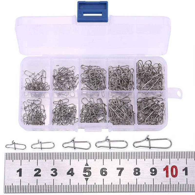 Pack of 200 Fishing Lock Snaps Swivel #0#1#2#3#4 with Box