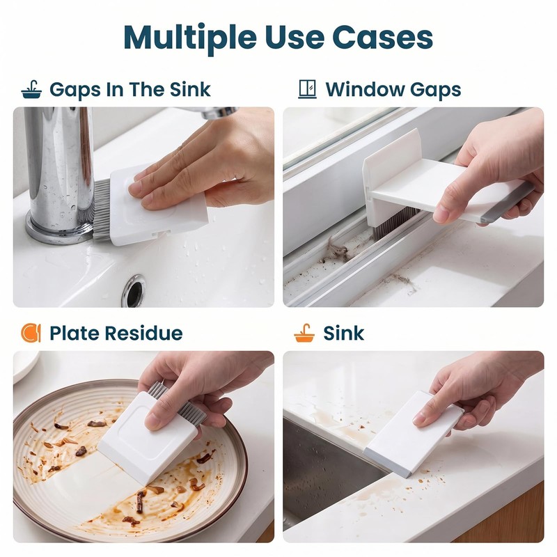 2-in-1 Kitchen Sink Squeegee & Scrub Brush - White
