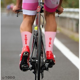 TODO Men's and Women's Cycling Socks Breathable Road Bike Socks Men's Cycling Socks with Motif Also Running Socks, With - Girl Power, 39 - 42