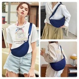 Uwiyo Crescent Bag for Women, Nylon Dumpling Bag Hobos Crossbody Bag Portable Crescent Bag Chest Bag Shoulder Bag with Adjustable Strap for Daily Use (Navy)