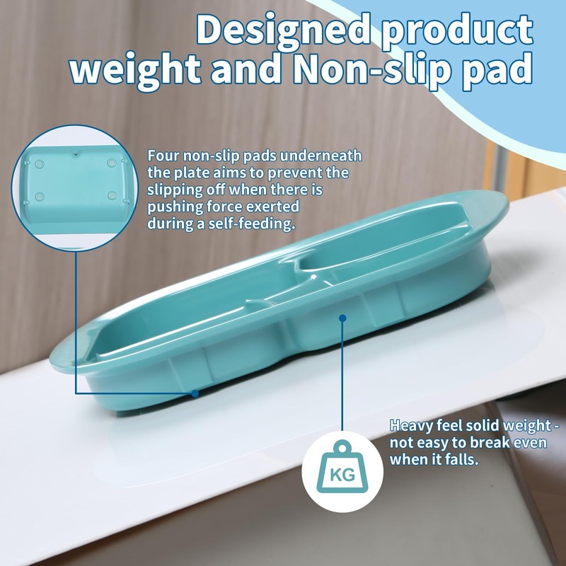 Ehucon Adaptive Utensils Scoop Compartment Deep Dinnerware with Extra Wall,