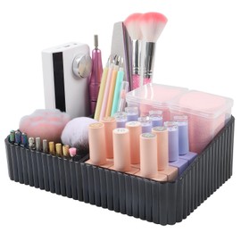 heemeei Nail Drill Machine & Bits Storage Box, 10 Holes Transparent Acrylic Drill Bit Holder, Plastic Nail Drill Tool Displayer Holder Case for Nails, Nail Drill Grinding Bit Organizer (Black)