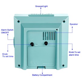 4.7" Large Vintage Retro Analog Alarm Clock, Super Silent Non Ticking Clock with Manual Light, Snooze, Battery Operated, Simply Design, for Living Room, Bedroom, Bedside, Desk, Gift Clock