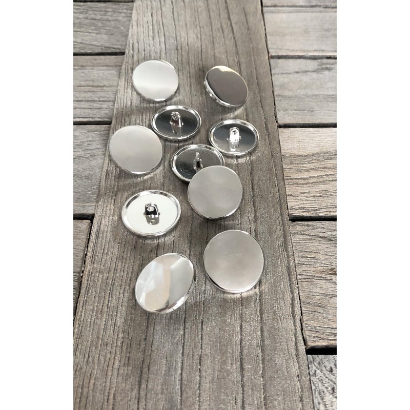 Pack of 10 Flat Smooth Silver Shiny Metal Eyelet Buttons