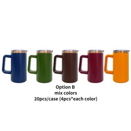 20pcs  20oz Double Wall Stainless Steel Copper Plated Underneath Tumbler With Detachable Handle Travel Coffee Mugcolor: 20pcs(mix colors), capacity: 20OZ