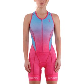 Synergy Women's Tri Suit - Pro Sleeveless Racerback Trisuit (Punch, Large)