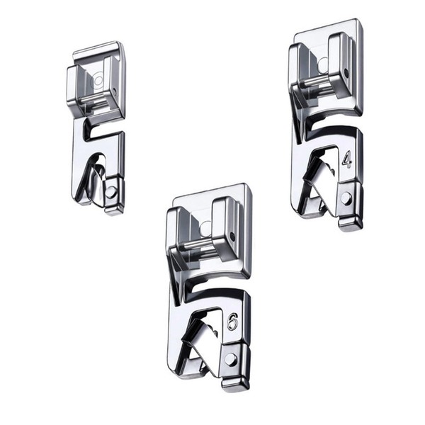 LOYELEY Sewing Machine Presser Foot Set of 3 Replacement Sewing Machine Attachment Multi-functional Household Triple Roll Presser 0.1 inch (3 mm) 0.12 inch (4 mm) 0.2 inch (6 mm)