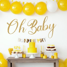 LOONELO Oh Baby Wall Sticker, Baby Shower Decal Sign, Peel and Stick Gender Reveal Wall Decor Vinyl Letters Clings for Balloons Arch Backdrop Room Party Decorations Supplies