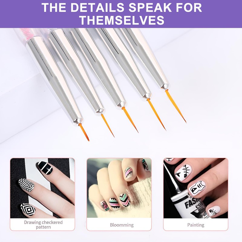 5pcs Nail Art Brushes & Dotting Tools Set - Double