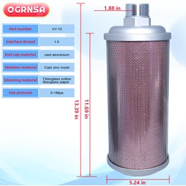 XY-15 DN40 Dryer Silencer，Air Compressor Silencer 1 1/2"，Drying Machine Diaphragm Pump Exhaust Noise Reduction XY15 Muffler Replacement Part