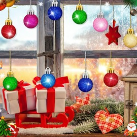 24Pcs Christmas Ball Ornaments Mini Glitter Christmas Tree Ornaments Colorful Christmas Ball Tree Decorations Mini Decorative Balls for Xmas Tree Party Decor (1.18 Inch) (Colorful)