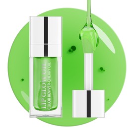 Ofanyia Hydrating Lip Glow Oil, Plumping Gloss Tinted Balm, Transparent Care, Long Lasting Non-sticky Tint Oil for Dry Lips (016# Green Apple)