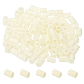 PATIKIL 5.2mm ID x 9mm OD x 12mm L Round Spacers Washers, 100 Pack ABS Plastic Standoff Gaskets for M5 Hardware Screws Bolts for 3D Printer Electrical Outlet, Beige