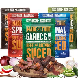 Made by True Beef Sliced Bites Ultimate Variety (2 Ounce, Pack of 5) - All Natural, Zero-Sugar True Jerky Biltong - High Protein, Keto, Paleo & Whole 30 Diet - Sugar-Free, Gluten-Free, Carb-Free