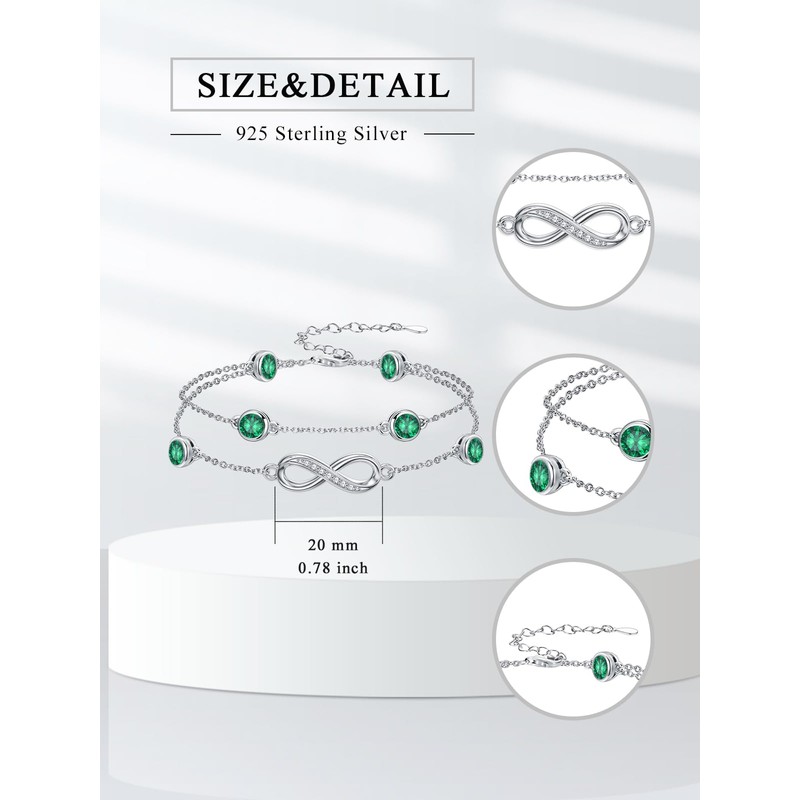 Infinity Anklet 925 Sterling Silver Hotwife Anklet May Birthstone Graduation