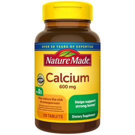 Nature Made Calcium 600 mg with Vitamin D3 for Immune Support, Tablets, 120 Count, Value Size, helps support Bone Strength (Pack of 3)