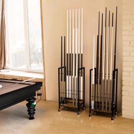 Shinoske Pool Cue Rack with Wheels - Portable Rolling Pool Stick Holder Pool Table Accessories for Billiard Game Room Club,Holds Up 12 Cues,Floor Stand,Black