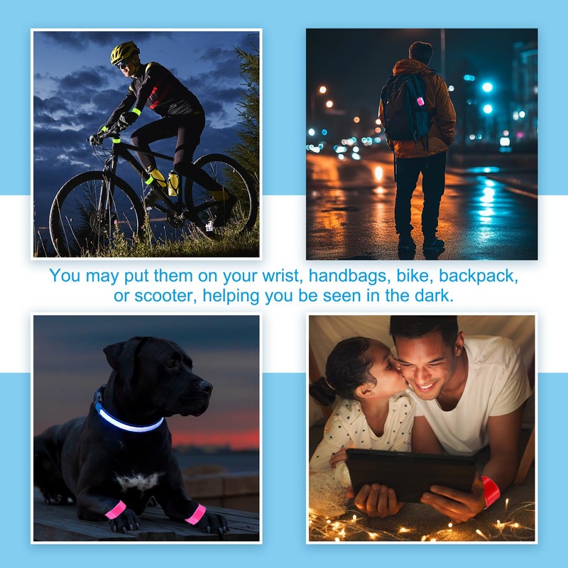 PATIKIL 6pcs Reflective Slap Bands Reflective Band Snap Bracelet Armband