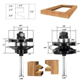 3PCS Cabinet Door Router Bit Set 1/4 Shank, Raised Panel Router Bits, Ogee Rail and Stile Router Bit Set, Professional Cabinet Router Bits for Making Cabinet Door Frames & Window, by SICWOOD