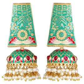Aheli Elegant Traditional Wedding Designer Floral Enamel Indian Jhumki Dangle Earrings Ethnic Bollywood Party Fashion Jewelry Gift for Women