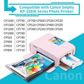2 Pack KP-108IN Ink Cartridges Compatible for Canon Selphy KP108 Color Ink Cassette 4x6 Inch for Selphy CP1500 CP1300 CP1200 CP800 CP900 Wireless Compact Photo Printer (Without Paper)