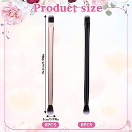 12 PCS Eyeshadow Brushes Set Double Head 2 in 1 Eyeshadow Eye Shadow Brushes for Makeup Tools(Black, Gold, Long 6 Inches)