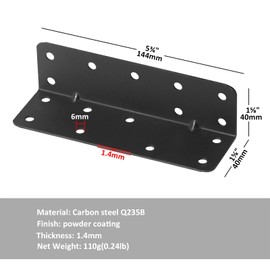 YIDU69Q 30 Pcs Garden Bed Wide Corner Brace, L Right Angle Bracket with Reinforcing Rib, 5-3/4" x 1-5/8" x 1-5/8", Black