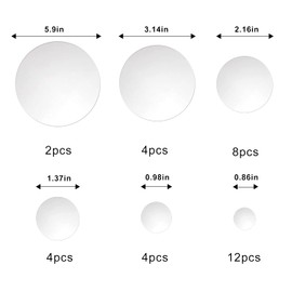 KIMOBER 34PCS Round Silver Acrylic Mirror Wall Stickers,Removable DIY Self-Adhesive Mirror Decals for Home Decorations