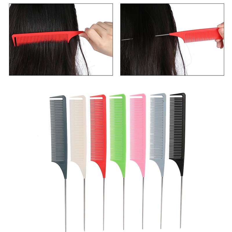 7pcs RatTail Hairdressing Styling Comb FineTooth Salon Dyeing Tinting Hair