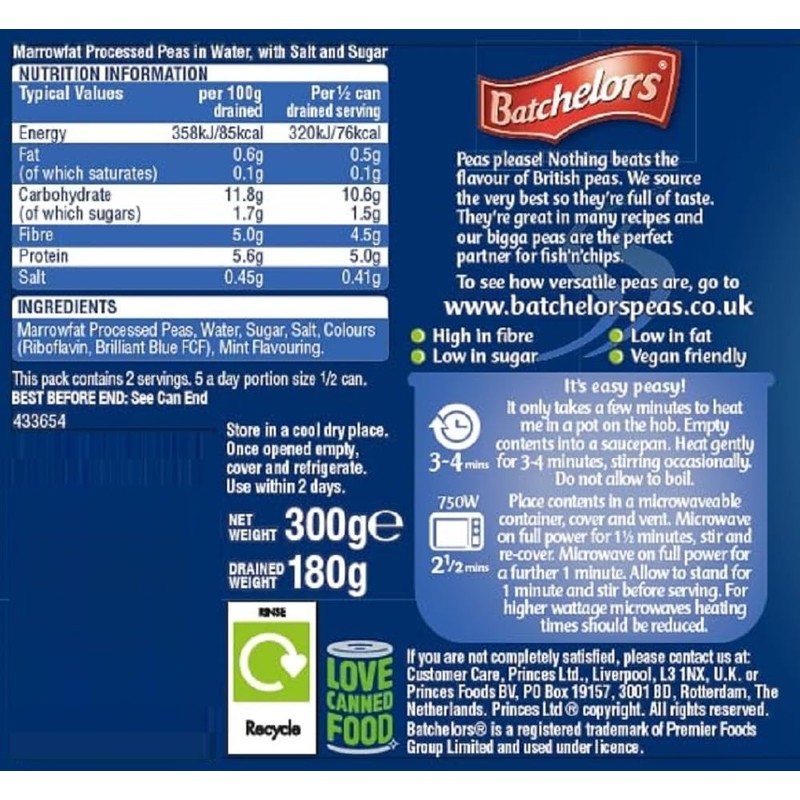 Batchelors Bigga Marrowfat Processed Peas (300g) by Batchelors