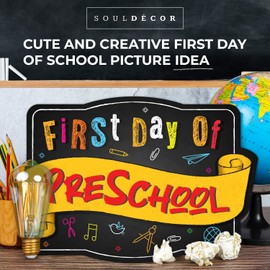 Soul Décor First Day of Pre School Picture Prop, Cute and Creative First Day of School Picture Idea, Black Board Sign | Unbreakable Plastic | Made in The USA