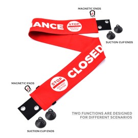 Closed for Maintenance Sign with Magnetic Ends, Additional Suction Cup Ends, Nylon Bathroom & Restroom Closed for Maintenance Door Barricade Sign, Maintenance Work in Progress Warning Sign (2 Pack)