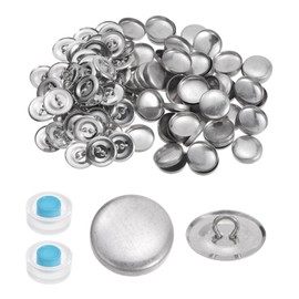 sourcing map 100 Sets Self Cover Button Kit 30L 0.75" 19mm with Wire Backs Aluminum Buttons to Cover Fabric Button Maker Covered Buttons Kit with 2 Tools for DIY Cloth Home Decor Sewing