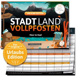 DENKRIESEN Stadt Land Vollpfosten® A4 - Holiday Edition | From 9 Years | City Country River | Family Game