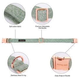 ARING PET Bowtie Dog Collar, Cotton Green Dog Collar with Bow, Comfortable Dog Collars Gifts with Metal Buckle for Small Medium Large Boy and Girl Dogs