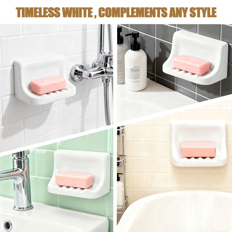 OTHIX Shower Soap Holder & Ceramic Soap Dish for Shower