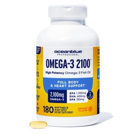 Ocean Blue Professional® | Suplemento Alimenticio de Omega‑3 | 2100 mg | 180 Cápsulas Blandas | Non‑GMO | Libre de Gluten y Lácteos