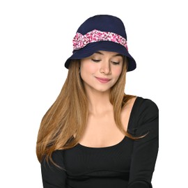 SAKUCHI Women's Lightweight Premium Bucket Hat with 2 Printed Bands (SS241_Navy)