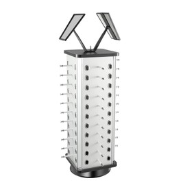 LIAPDG 360 Rotating Glass Display Rack, Simple Sunglass Display Rack 44 Pairs Freestanding Glasses Rack Holder with Adjustable Mirrors Glasses Organizer of Small Accessories for Shop Display