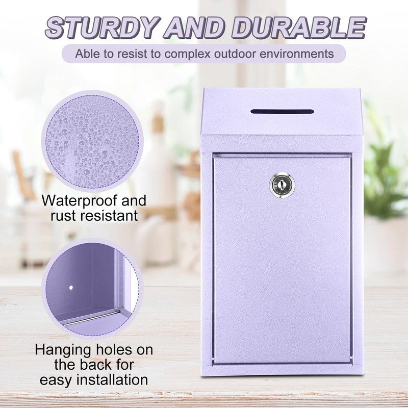 Yaocom Metal Donation Cash Box Collection Safe Suggestion Box with