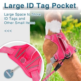 BARKBAY Dog Harness No Pull with ID Tag Pocket - Heavy Duty, Reflective, Easy Control for Large Dogs(Pink,S)