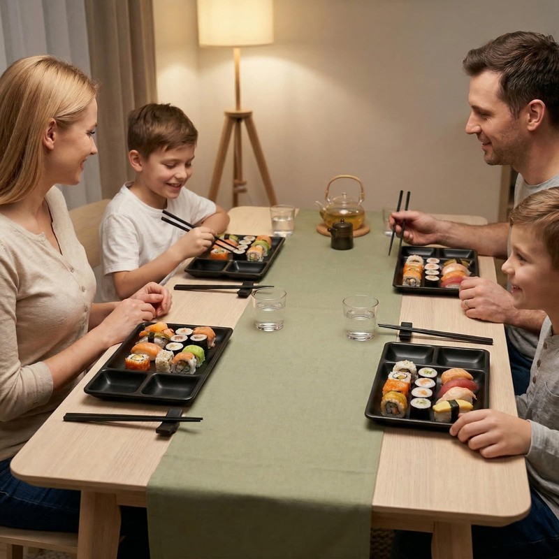 Pumtus 16 Piece Japanese Sushi Plate Set, Melamine Sushi Serving