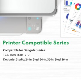 712XL High Yield Ink Cartridges (4-Pack, 80-ml Black, 29-ml Cyan/Magenta/Yellow) Replacement for HP Ink 712 712XL for DesignJet T230 T650 T630 T210 Studio Plotter Printer