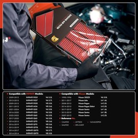 A-Premium - Filtro de aire de motor preengrasado de alto rendimiento compatible con modelos Nissan e Infiniti - FX35, FX50, M56, Q50, Q60, Q70, QX70, 