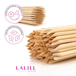 LALILL Wooden Sticks, Pack of 100, Cuticle Pusher, Wooden Orange Sticks for Manicure, Pedicure, Manicure Sticks, Cuticle Care for Tattoo, Eyebrows, Beauty, Makeup, Nails
