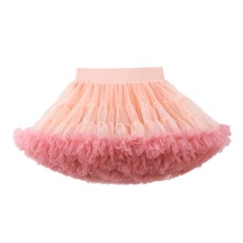 Toddler Girls Tutu Skirt Elastic Wasit Short Tulle Ballet Pettiskirt Peach Coral 4-6T