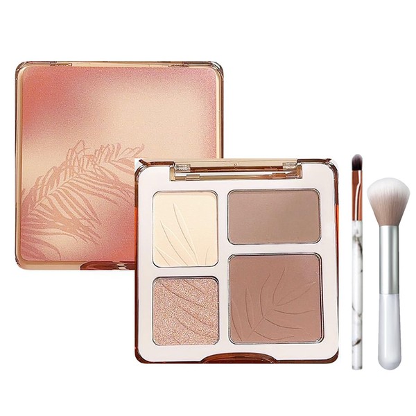 Highlighter & Contouring Palette, 4 Colours Matte Bronzer Shimmer Highlighter