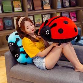 Cute 16 Inch Stuffed Ladybug Animals Ladybird Plush Toys Pillow Anime Lady Beetle Plushie Hugging Pillow Ladybug Doll Gift for Kids and Lovers in Birthday, Christmas, Valentine's Day (Red)